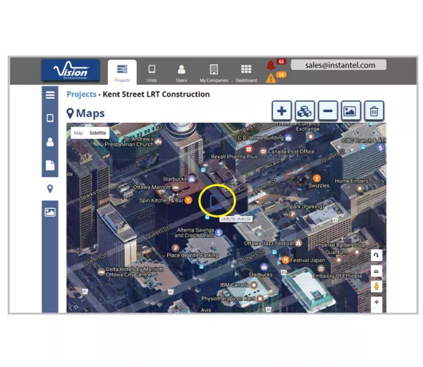 Vision software's Maps interface