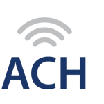Icon of ACH text with WiFi lines