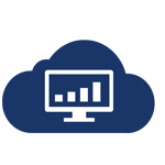 Blue icon of computer in cloud