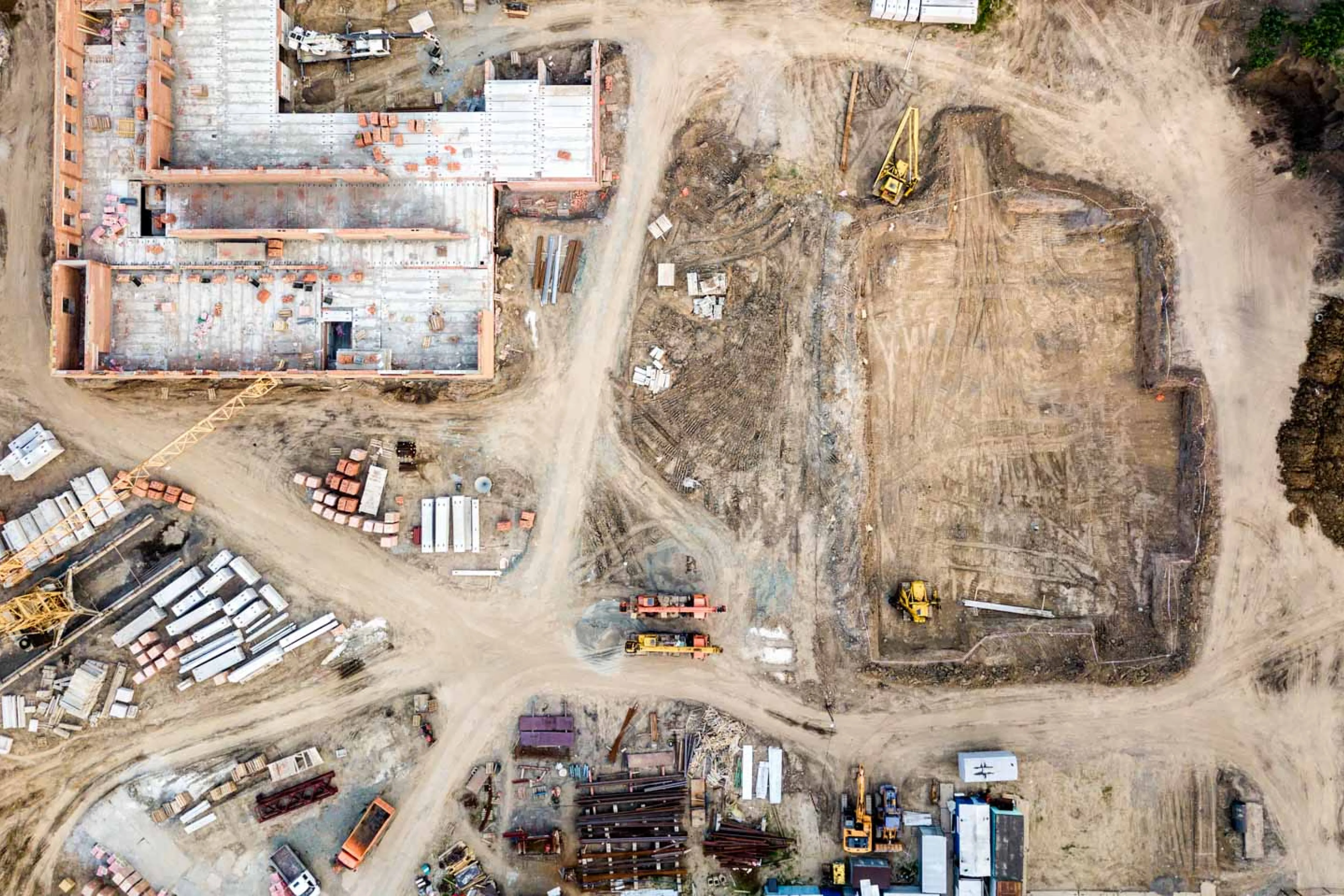 Aerial view of construction site