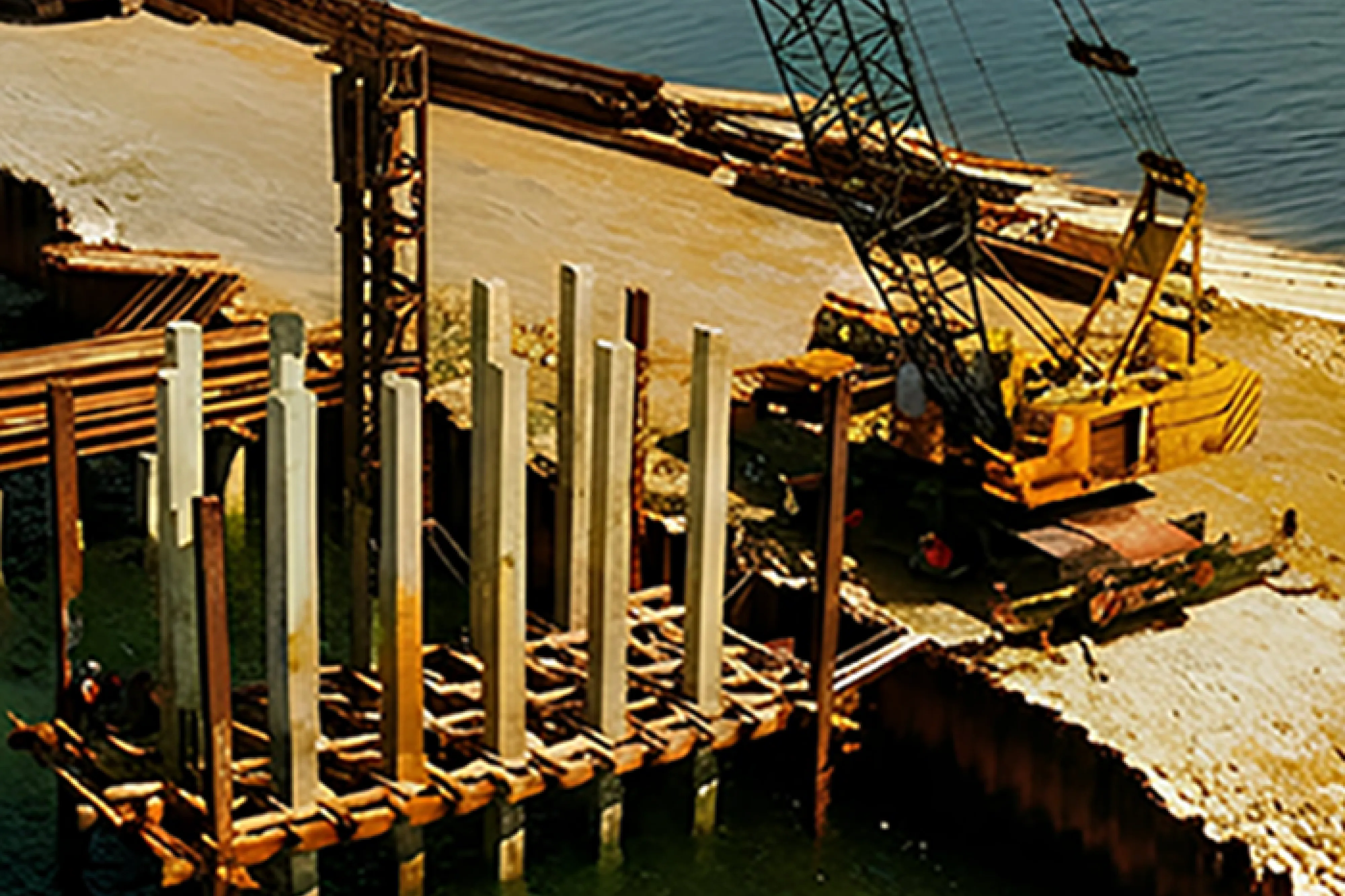 Pile driving at a pier