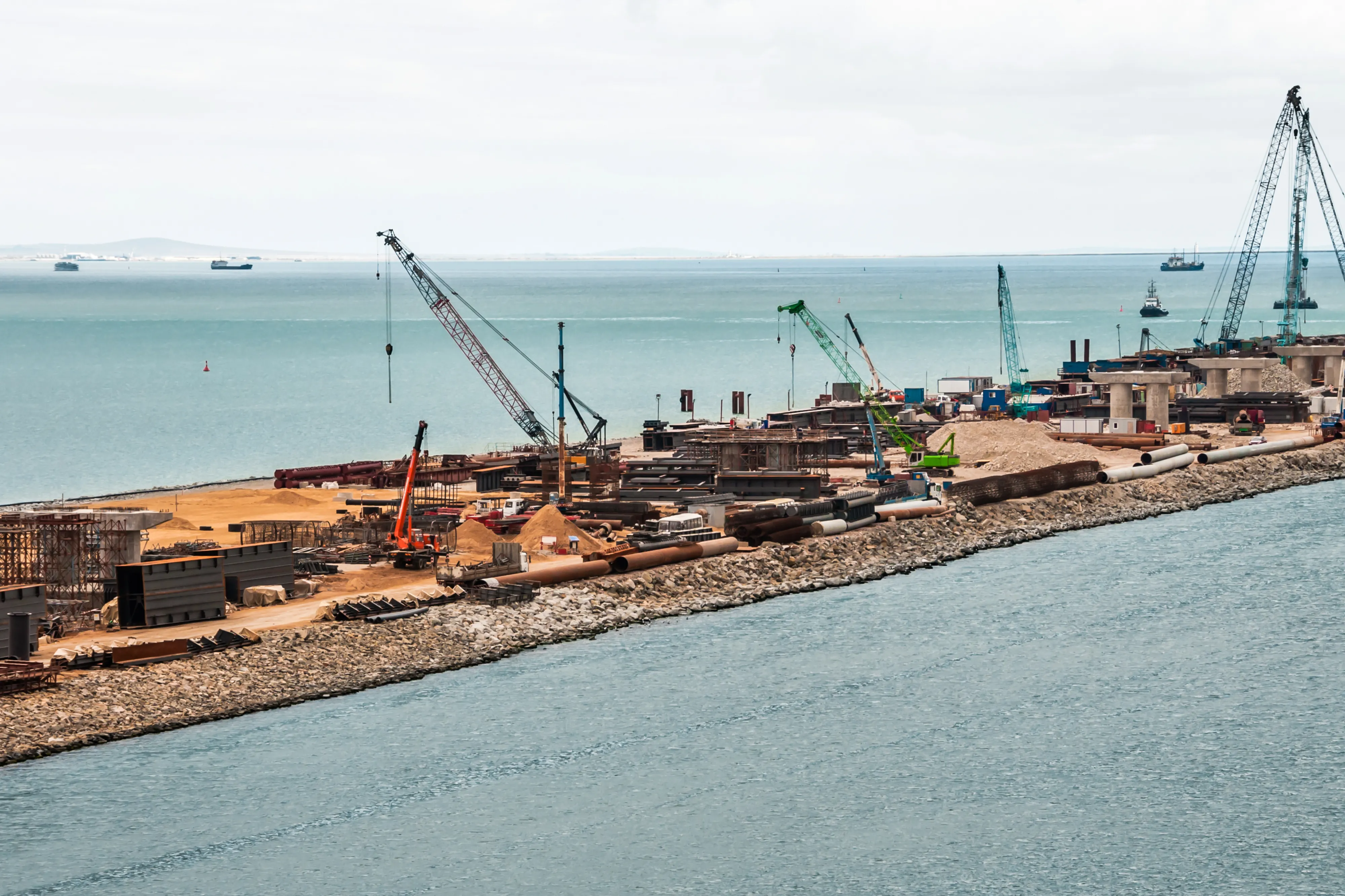 Construction at water's edge