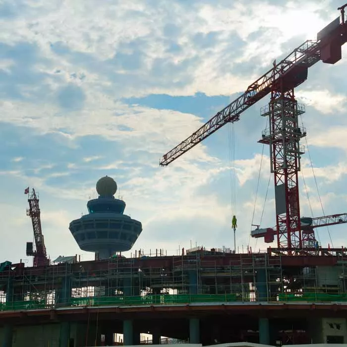 Construction site at an airport terminal