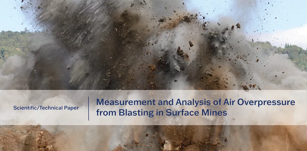 Blast creating air overpressure and flyrock