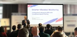A speaker presenting Smarter Vibration Monitoring to attendees at ISEE Eastern Canada Chapter conference.
