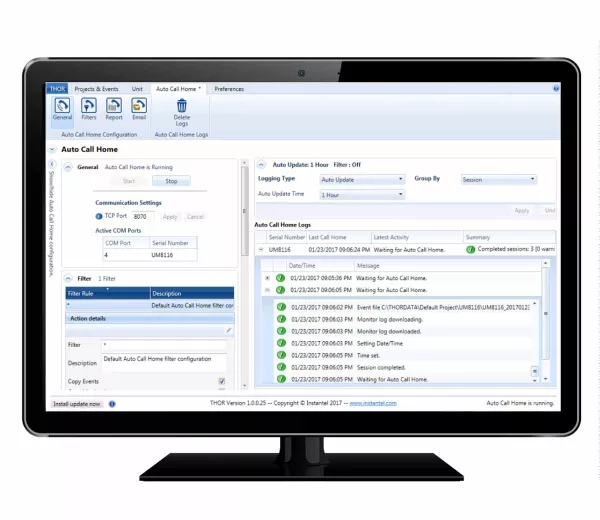 THOR Advanced ACH interface on computer monitor