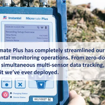 An image of a person holding the Micromate Plus with text above