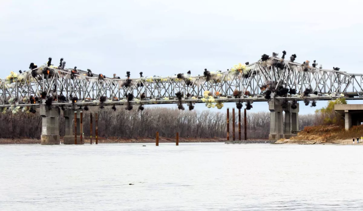 Explosives detonate along bridge