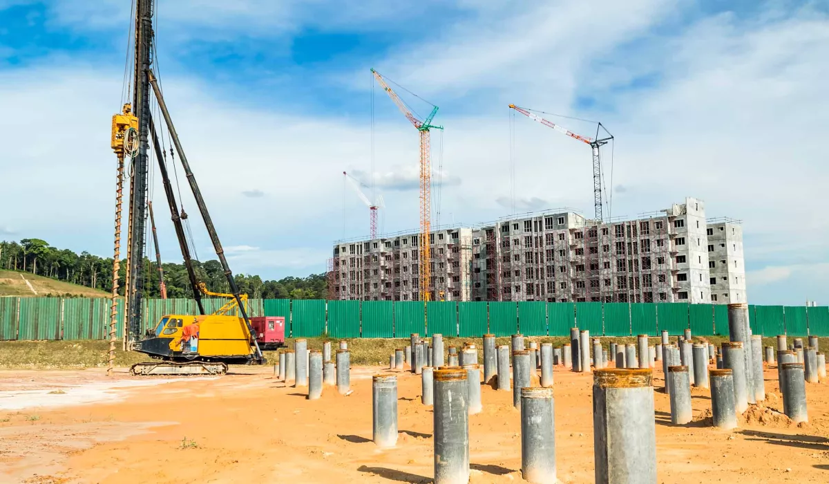 Pile driving area of construction zone